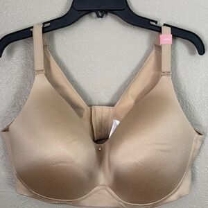 Cacique Lightly Lined Wireless Bra 42DDD Tan Back Smoothing